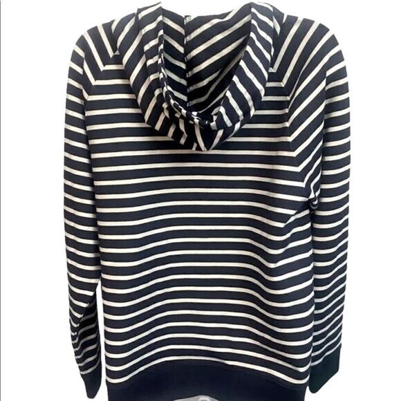 Ralph Lauren Navy & White Striped Nautical Hoodie Gold Button Sailor Pullover XS - Picture 2 of 8